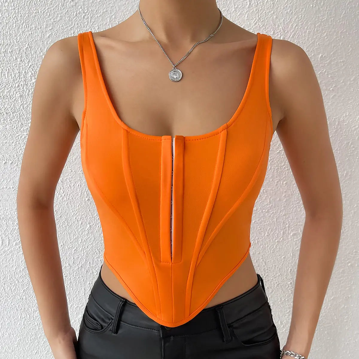 Street Sexy Backless Solid Color Sling Sexy Breasted Boning Corset Waist Tied Vest Bella Mia