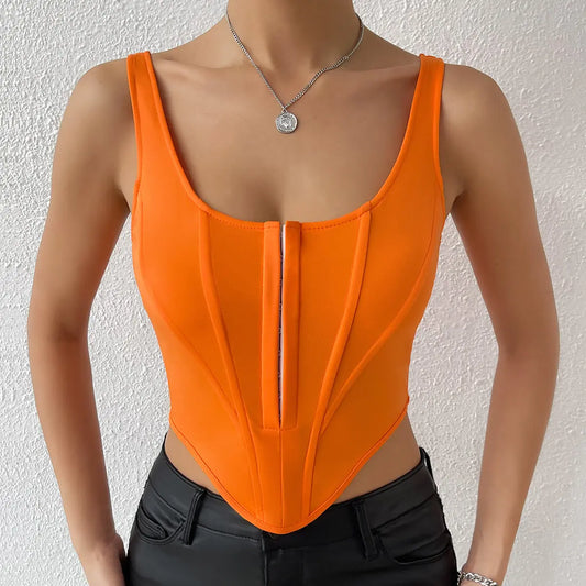 Street Sexy Backless Solid Color Sling Sexy Breasted Boning Corset Waist Tied Vest Bella Mia