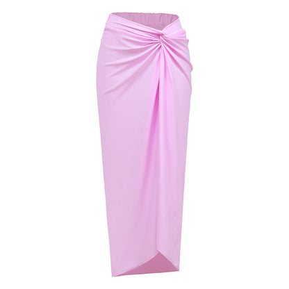 Swimsuit Color Matching Sexy Cutout One Piece Women Wrap Skirt Swimsuit Suit