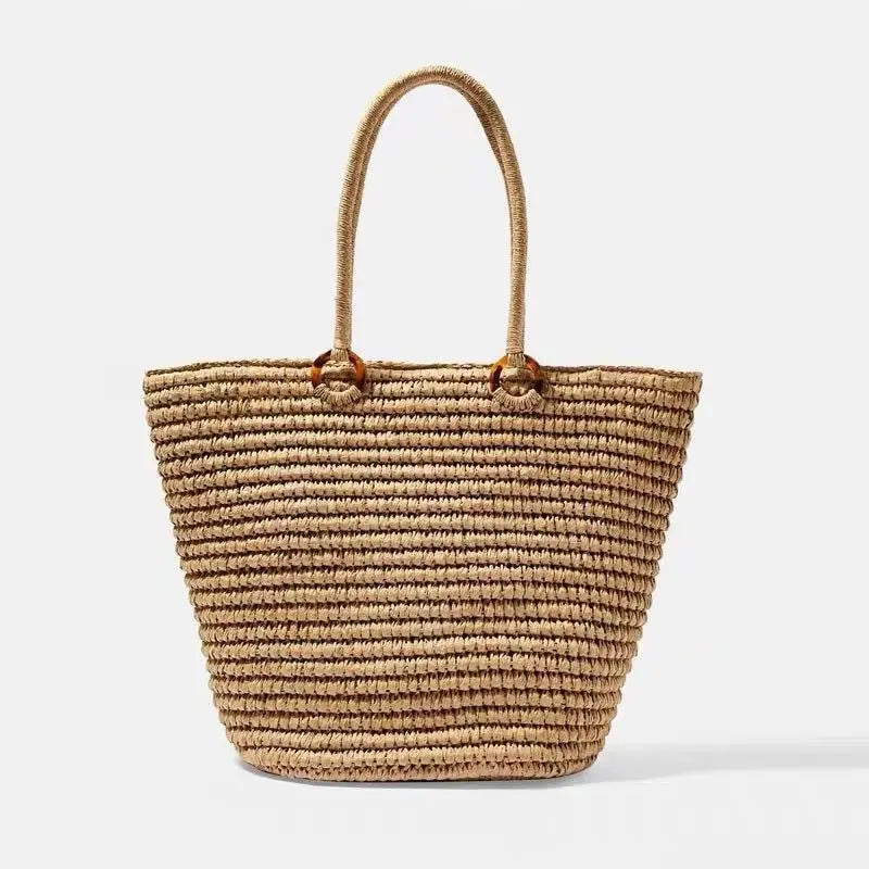 Straw Beach Bag For Women Large Capacity Woven Shoulder Tote Summer Vacation Bella Mia