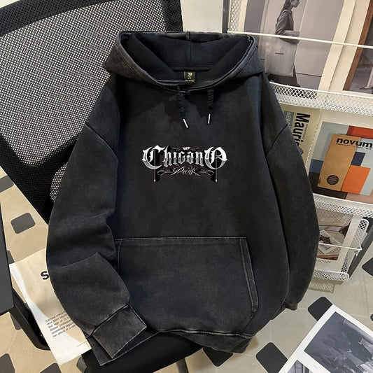 Autumn Winter Pure Cotton Cotton Composite Casual Trend Vintage Batik Washed Distressed Hooded Sweater Bella Mia