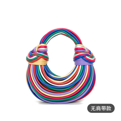 Hand Woven Faux Leather Portable Crescent Women Bag Knotted Noodles Bag Hand Carrying Cloud Underarm Bag