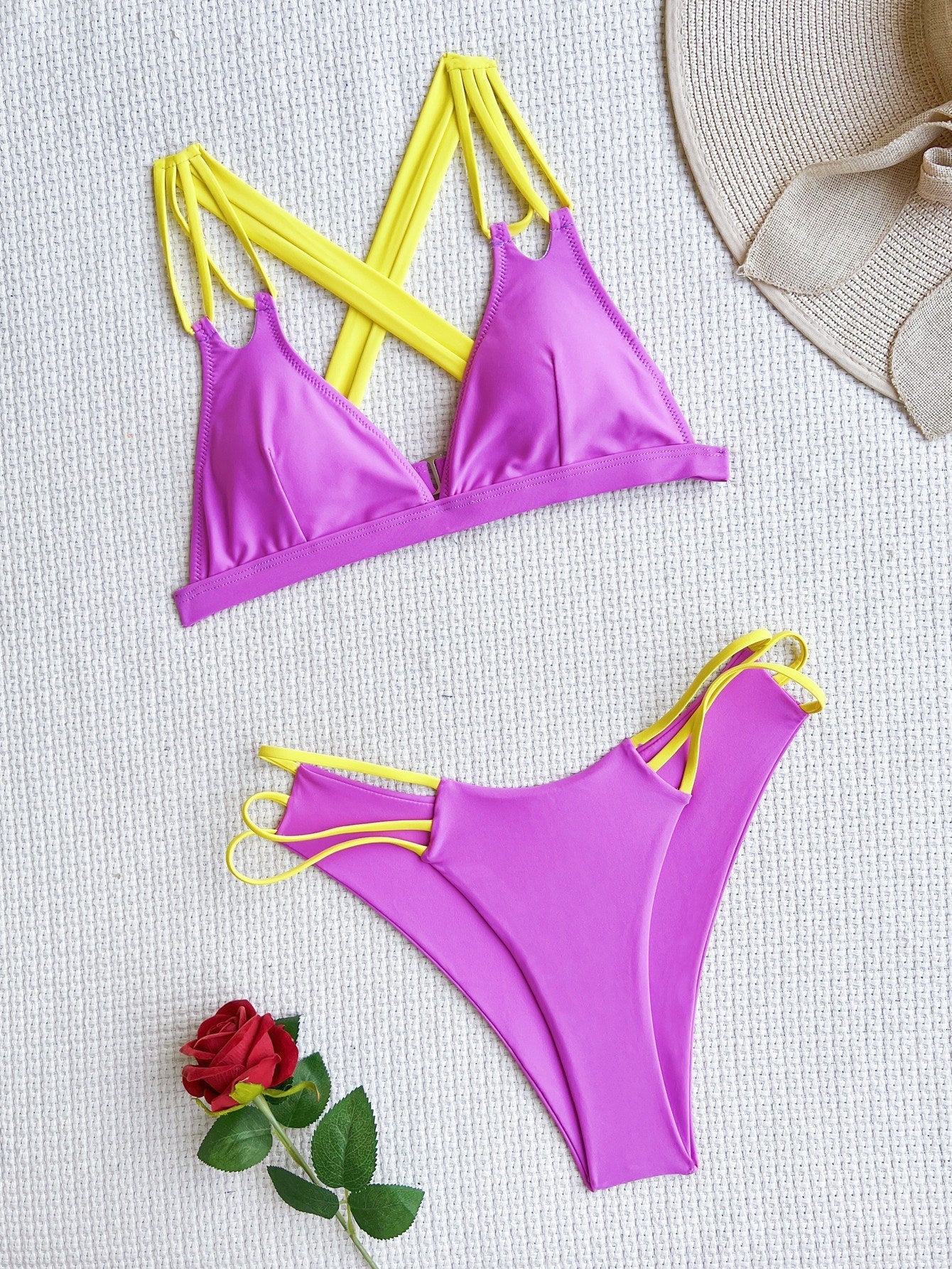 Bikini Double Bikini Sexy Swimsuit Backless Swimsuit Women Stitching Swimsuit Color Matching Bikini Bella Mia