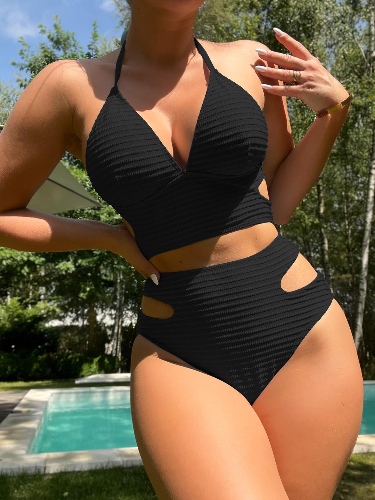 Swimsuit Sexy Bikini with Chest Pad Women Fission Swimsuit High Waist Bikini Bella Mia