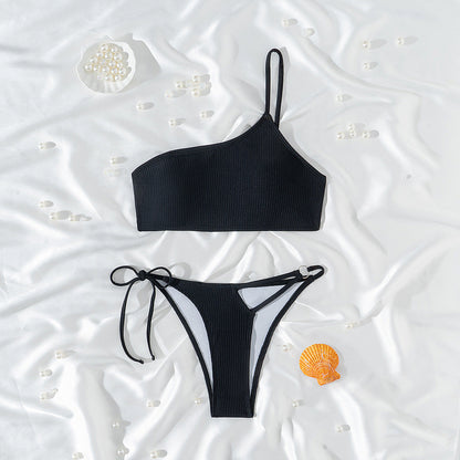 Arrival Split Two Piece Sets Bikini Women Sloping Shoulder Backless Sexy Minimalist Swimsuit Swimwear