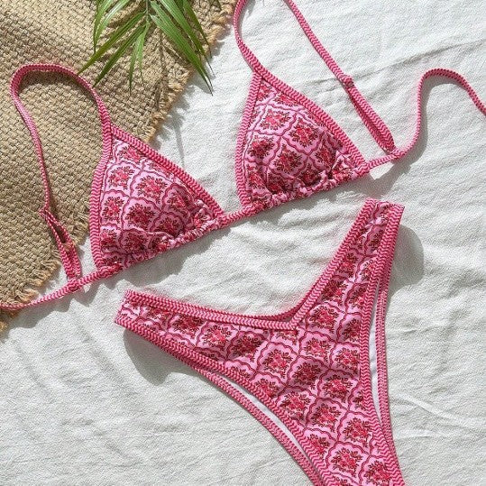 Women Seperated Swimwear Split Swimsuit Lace up Sexy Print Women Bikini Bella Mia