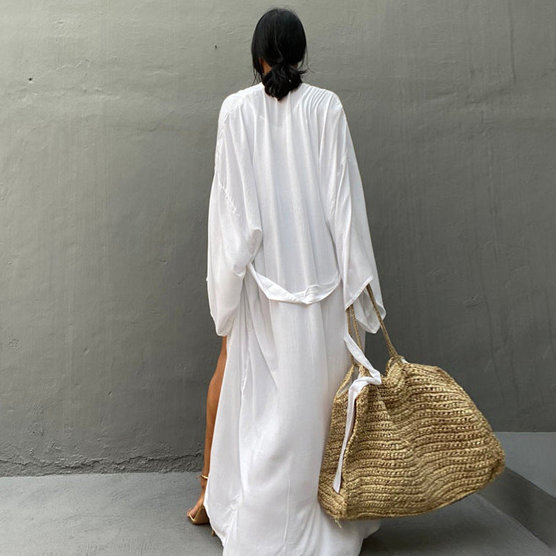 Rayon Loose Long Cardigan Beach Sun Protection Coat Seaside Vacation Beach Cover Up Swimsuit Outwear Women Bella Mia