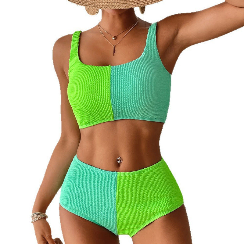 Swimwear Women Split Solid Color Sexy High Waist Bikini Swimsuit Bella Mia