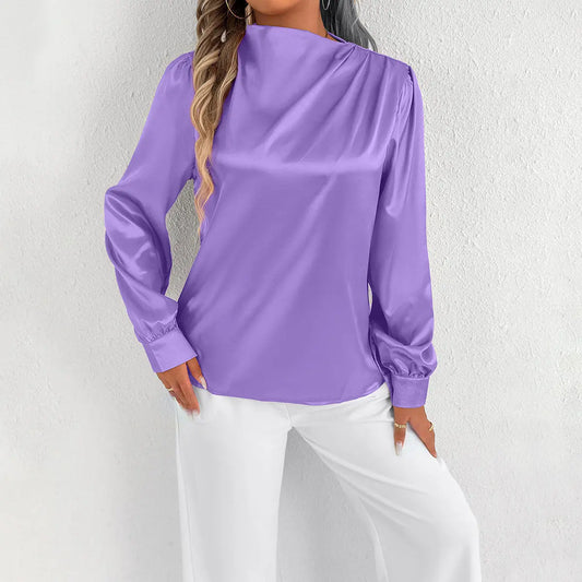 Women Clothing Summer Satin Shirt Women Shirt Light Transparent Satin Top Bella Mia