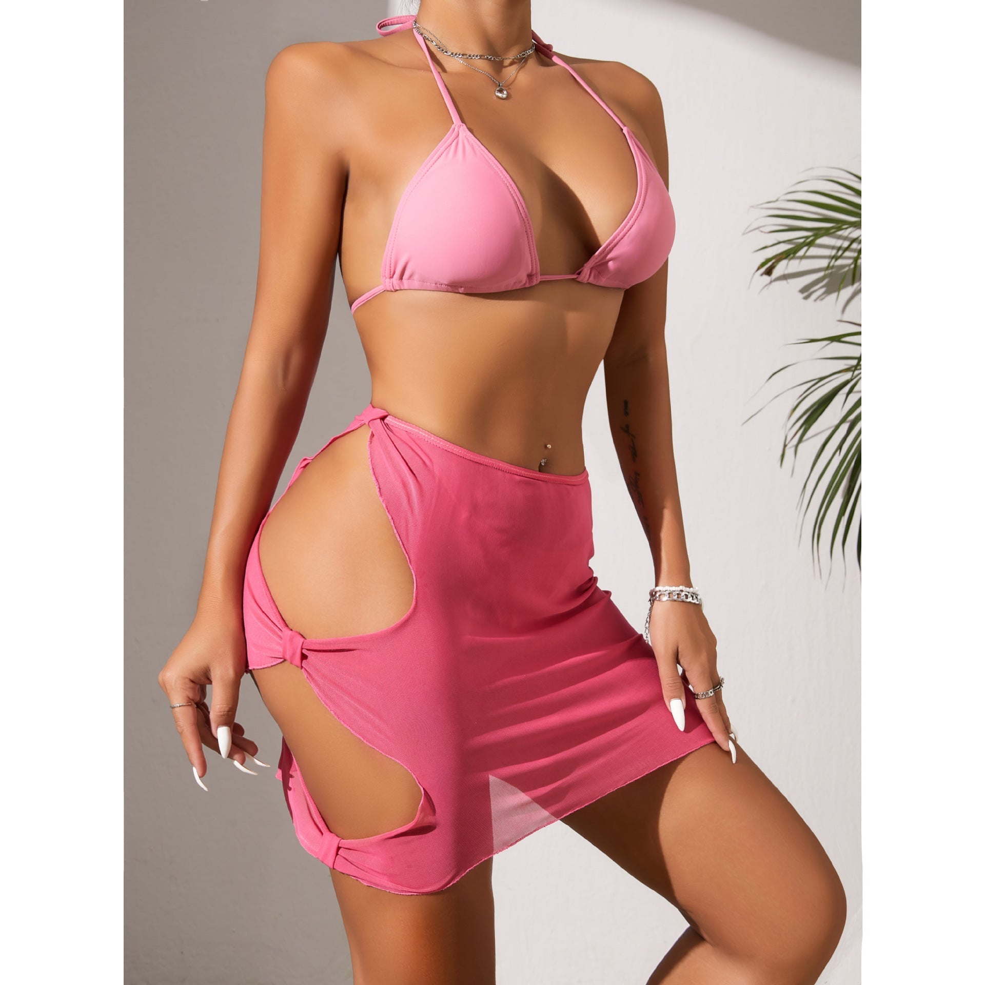 Bikini Swimsuit Three Piece Set Hollow Out Cutout Skirt Sexy Backless Lace up Swimsuit Women Bella Mia