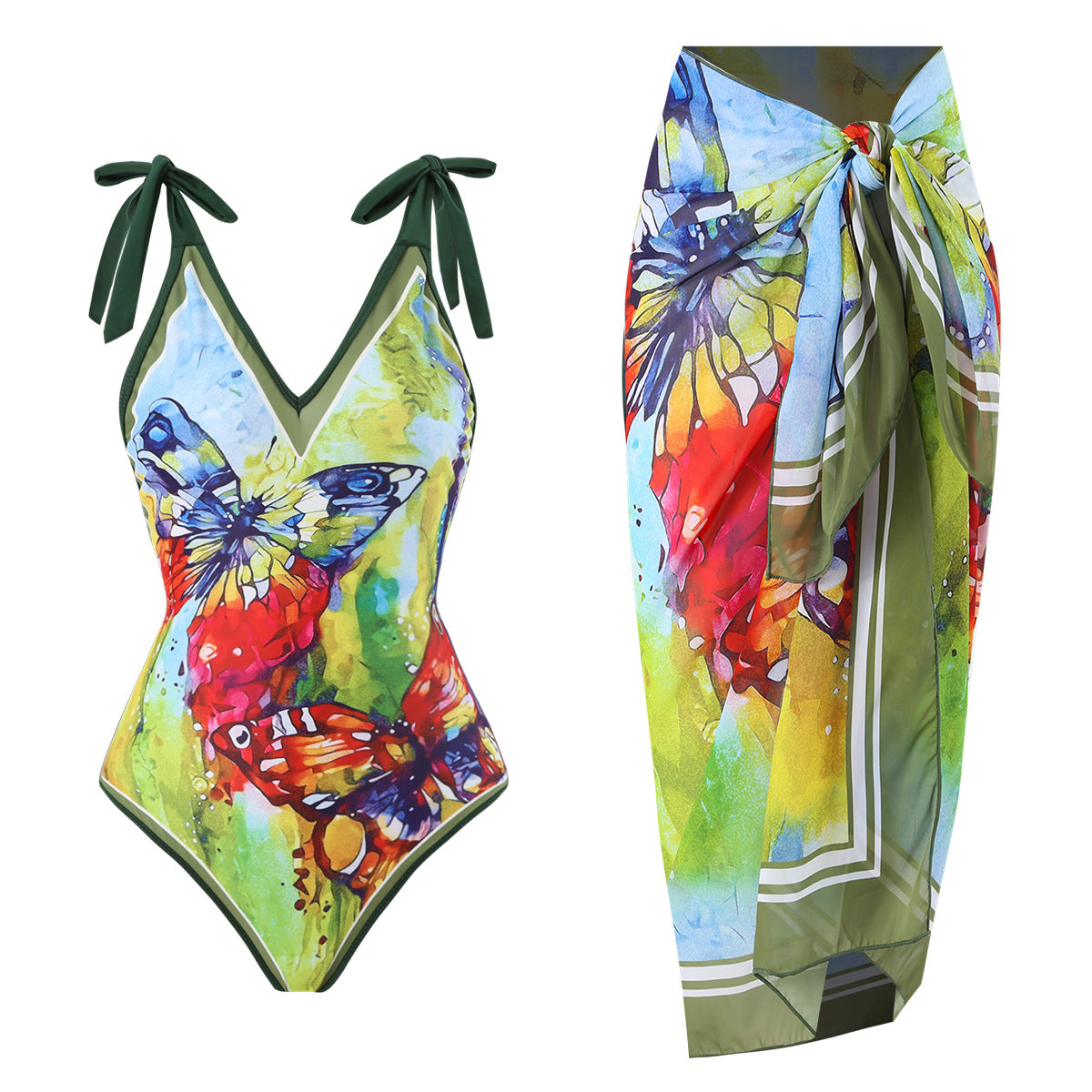 Lonkey Swimsuit Printed Two Piece Suit Conservative Cover Swimsuit Women Bikini Bella Mia