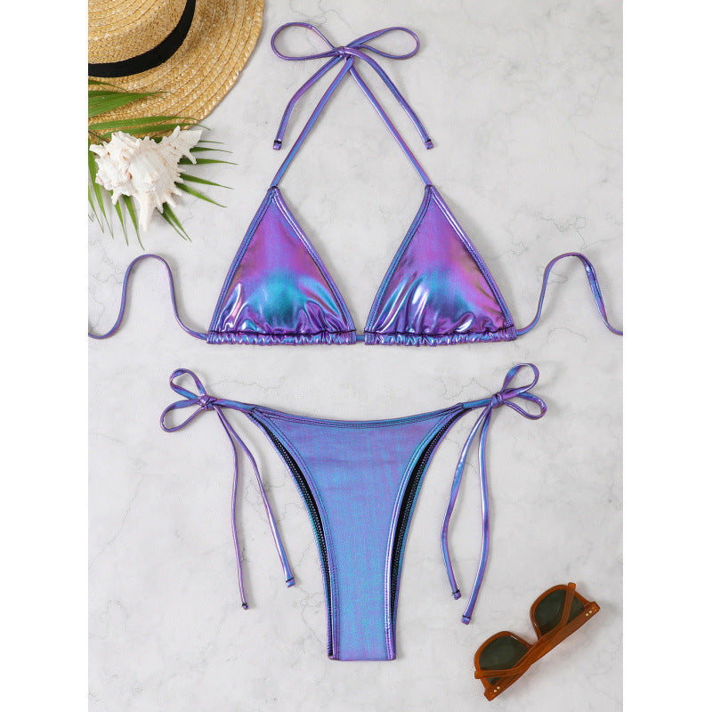 Bikini Sexy Slim Fit Shiny Surface Sexy Nightclub Bikini Swimming Swimwear Women Split Bella Mia