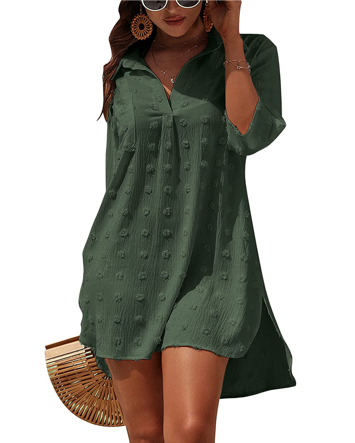 Women Clothing Dress Jacquard Irregular Asymmetric Lace Shirt Slip Dress Blouse Bella Mia