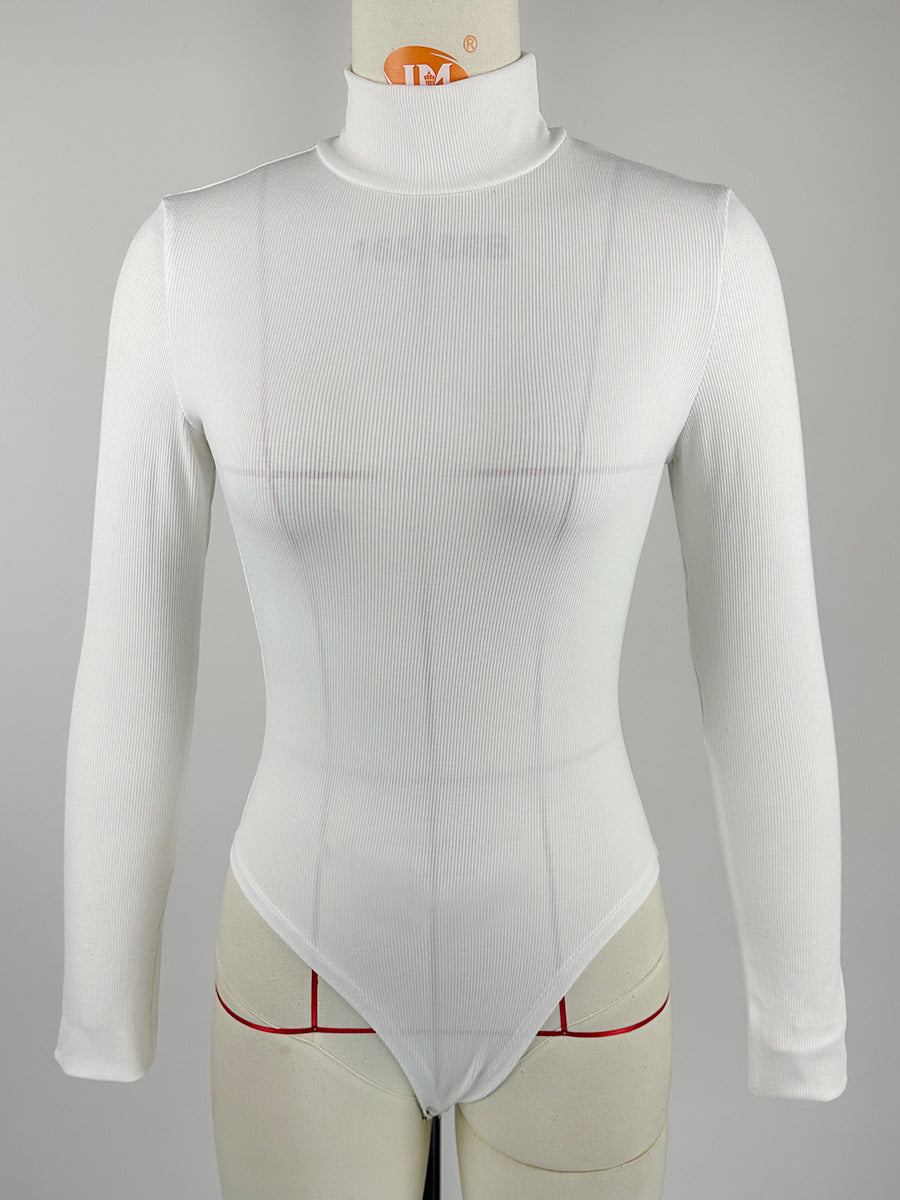 Winter Arrival Women' Cotton Rib Half Turtleneck Slim Fit Base Long Sleeve Jumpsuit Bella Mia