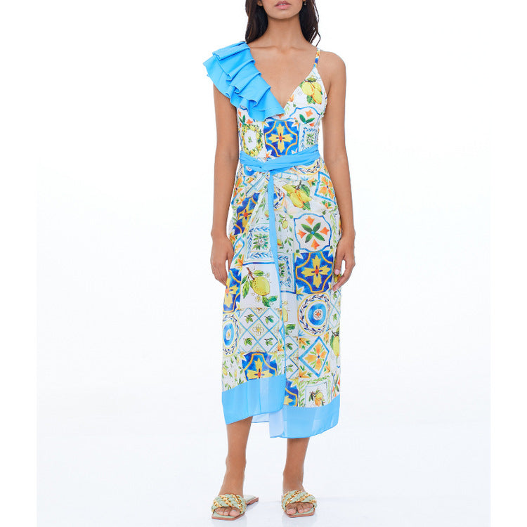 Swimsuit Women Bikini Leopard Print Ruffle Swimwear Bikini Chiffon Dress Bella Mia