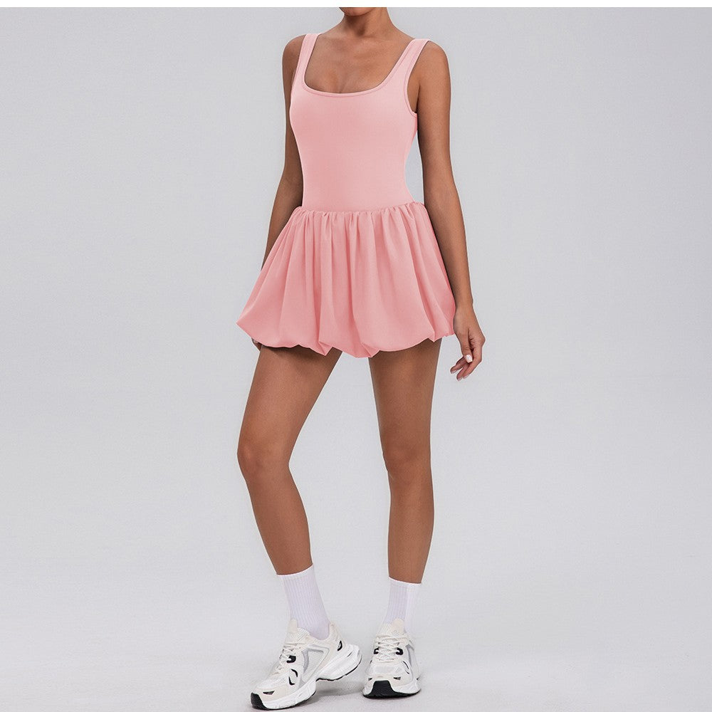 Fitness Draped Dress Faux Two Pieces Anti Wardrobe Malfunction Base Pockets Dress Sports Yoga Tennis Dress Women Bella Mia