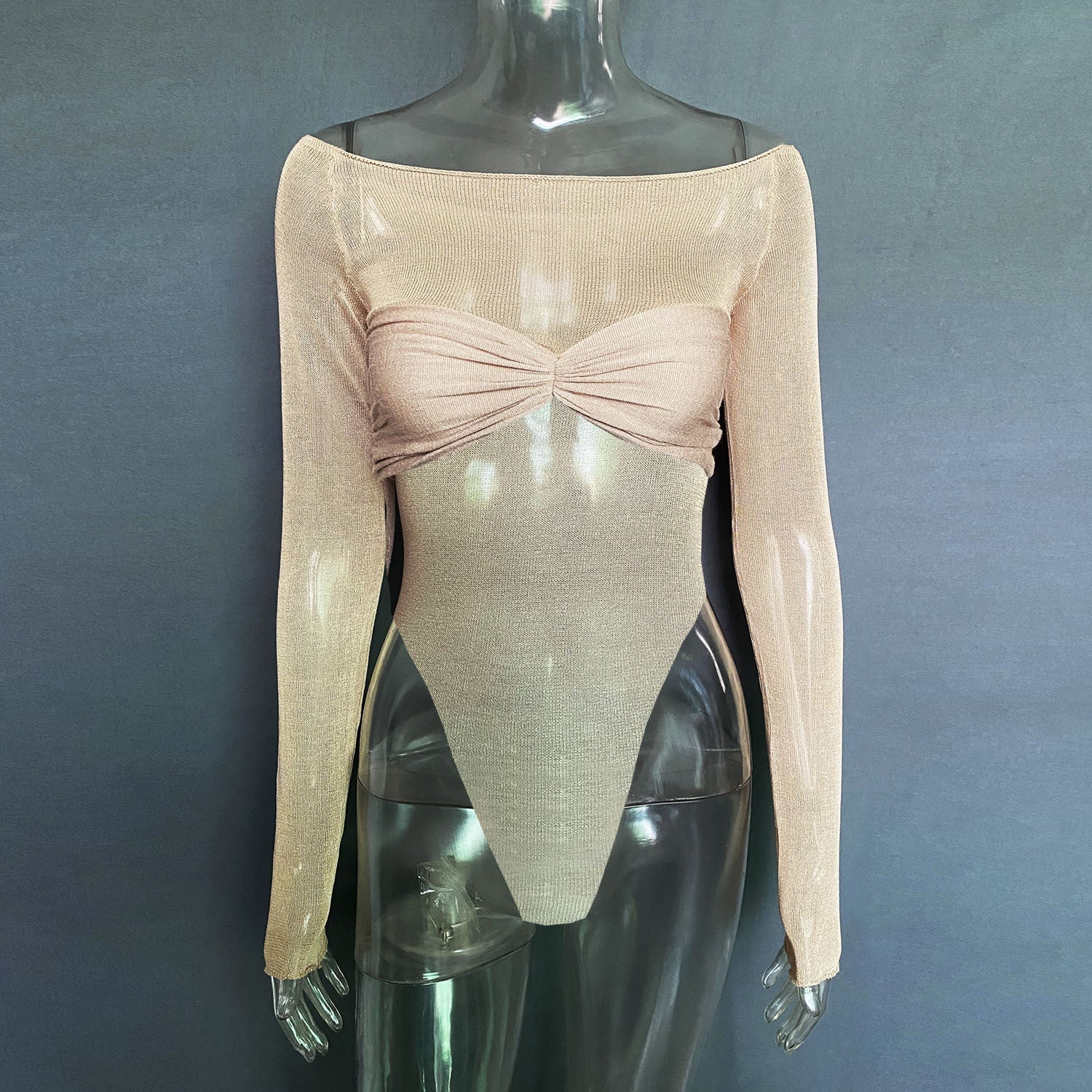 Spring Summer Best Women Clothes Off Neck See Through Triangle Jumpsuit Bella Mia