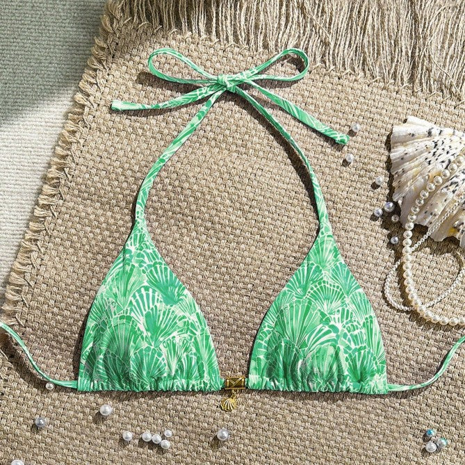 Swimwear Scallop Printed Bikini Sexy Lace up Bikini Women Fresh Split Swimsuit Bella Mia