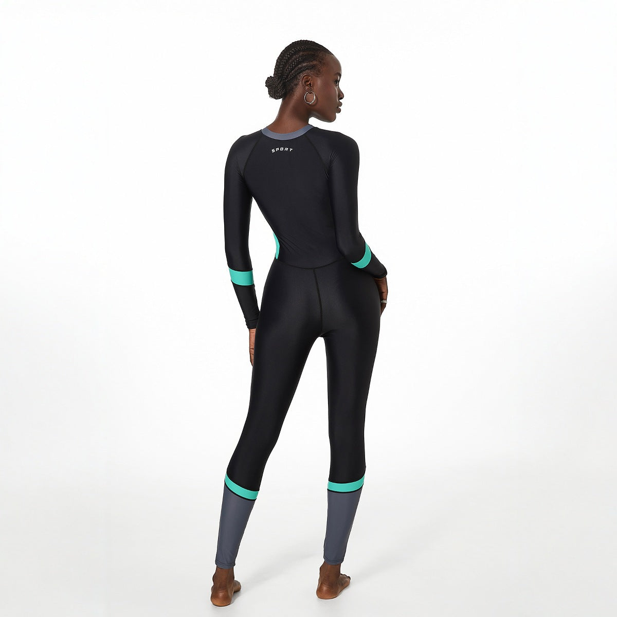 One Piece Swimsuit Women Long Sleeve Conservatively Thin Independent Cover Belly Sports Sun Protection Diving Swimsuit Bella Mia