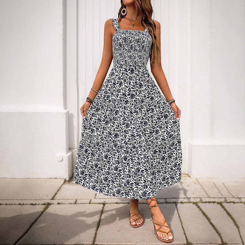 Summer Printed Suspender Sweet Floral Backless Dress Bella Mia