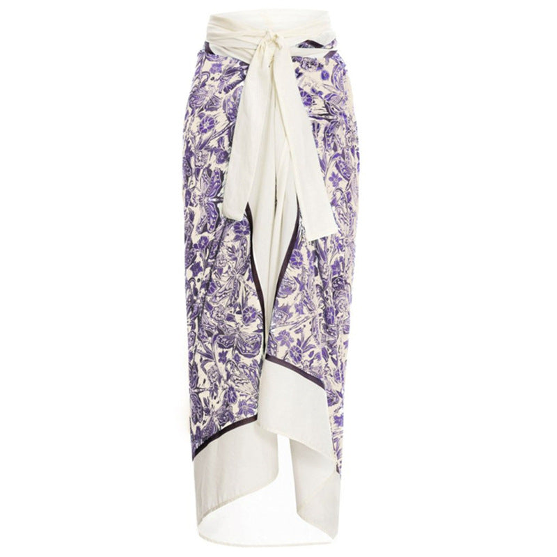 Flying Edge One Piece Women Swimwear European, French Retro Cover Belly Slimming Swimsuit Chiffon Beach Dress Bella Mia