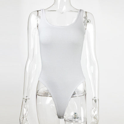 Summer Women Clothing Simple Sleeveless Top Backless Tight Vest Bodysuit