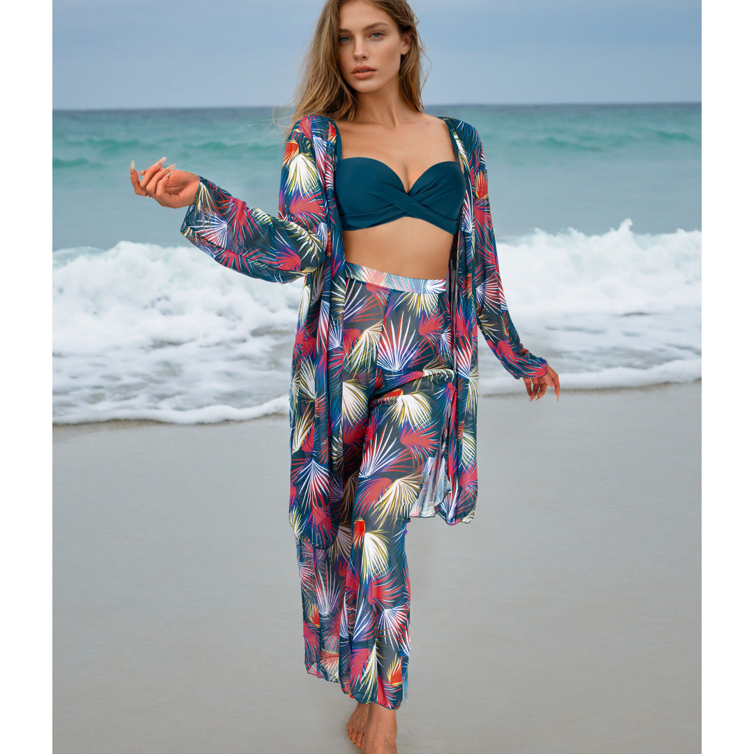 Four Piece Set Women Swimsuit Long Sleeve Blouse Sun Protective Pants Bikini Bella Mia