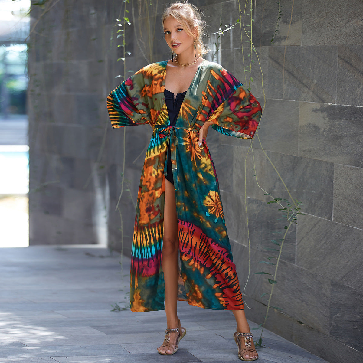 Rayon Belt Beach Cover up Sun Protective Blouse Sun Protection Cardigan Women Swimsuit Bikini Cover up Bella Mia