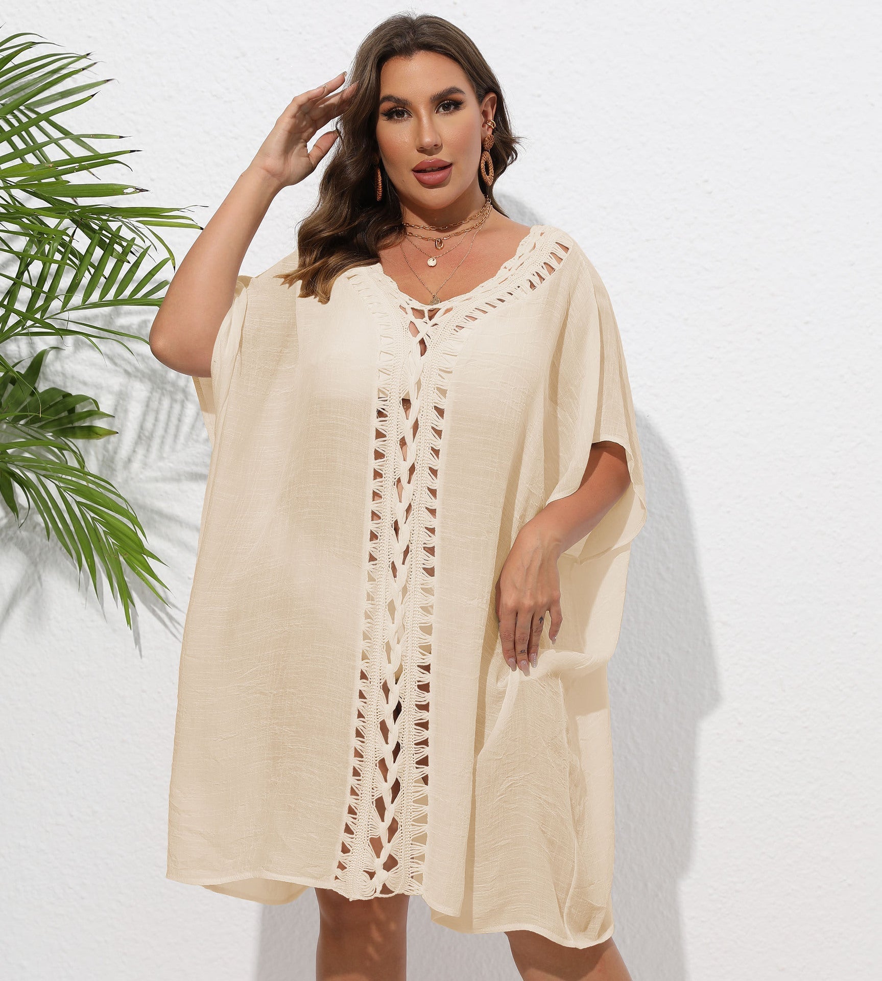 Women Dress Women Clothes Crochet Stitching Loose Beach Bikini Cover Up Blouse Bella Mia