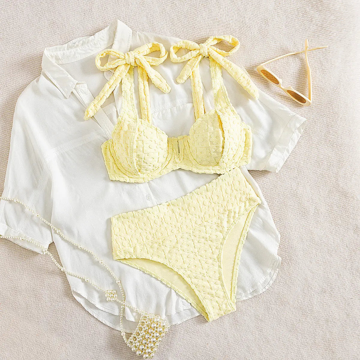 Bikini Sexy Split Two Piece Set Swimsuit Solid Color Bikini Swimsuit Bella Mia