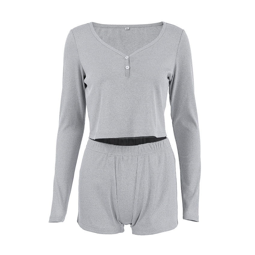 Comfort Slim Fit Breathable Home Wear Women Knitted Long Sleeve Shorts Pajamas Can Be Worn outside Bella Mia