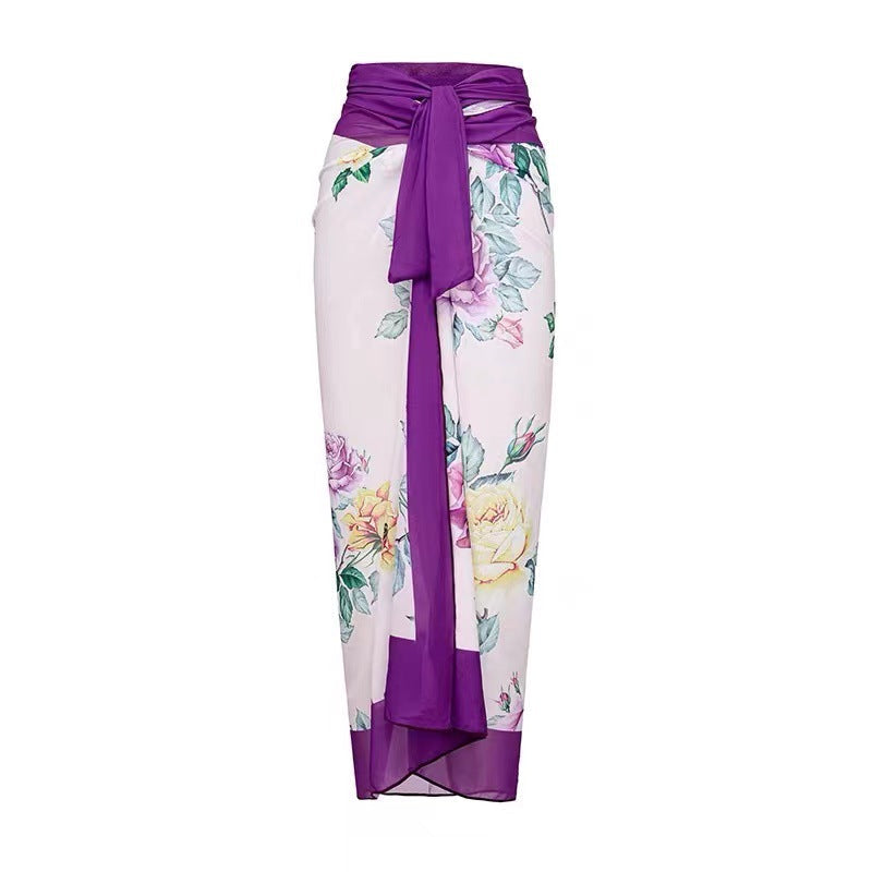 One Piece Swimsuit Women Skinny Slimming Retro Tied Swimsuit Suit Chiffon Bella Mia