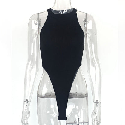 Summer Women Clothing Slim Vest Top Sexy Halter Sleeveless High Slit Bodysuit