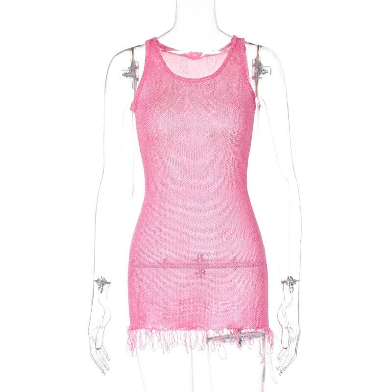 Women Clothing Summer Sexy round Neck Sleeveless Sheath Dress Bella Mia