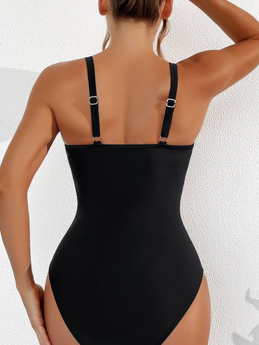 Bikini Solid Color Mesh Backless Sexy Bikini One-Piece Swimsuit Swimwear