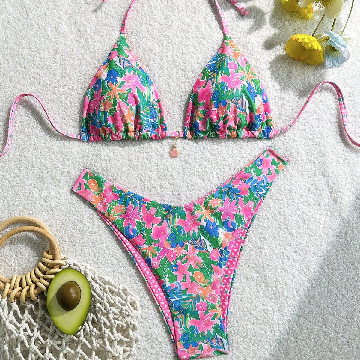 Arrival Floral Backless Beach Sexy Sexy Split Bikini Swimsuit Women Two Piece Sets Bella Mia