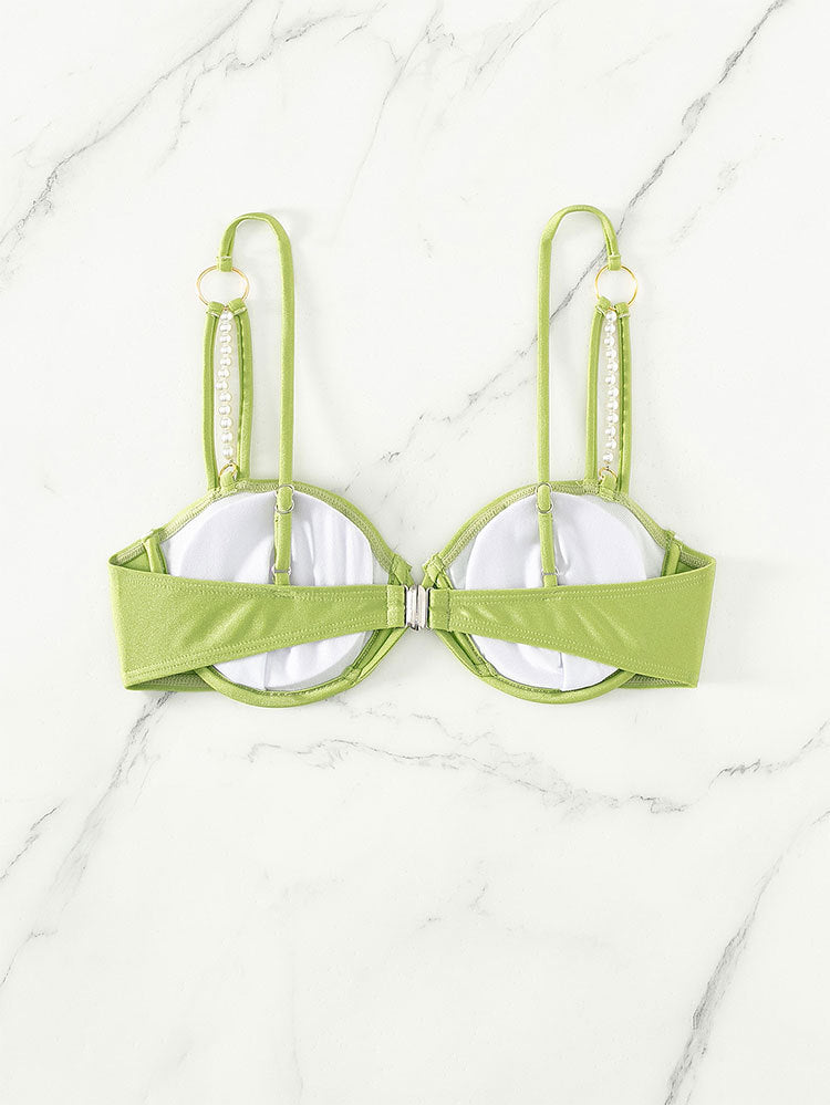 Fresh Sexy Solid Color Bikini Unlined Top Steel Bracket Push up Beach Swimsuit Bella Mia