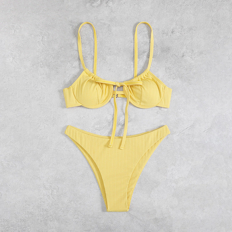 Solid Color Bikini Swimsuit Sexy Lacing Swimsuit Women Bikini Bella Mia