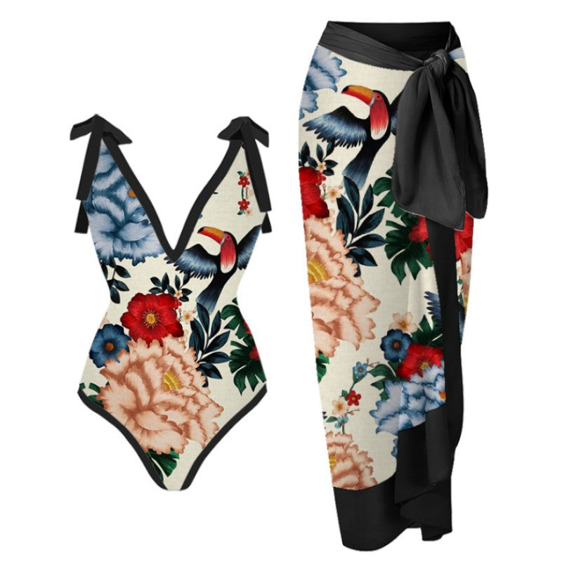Women One Piece Swimming Sexy Print Two Piece Skirt Popular Swimsuit Bikini Bella Mia