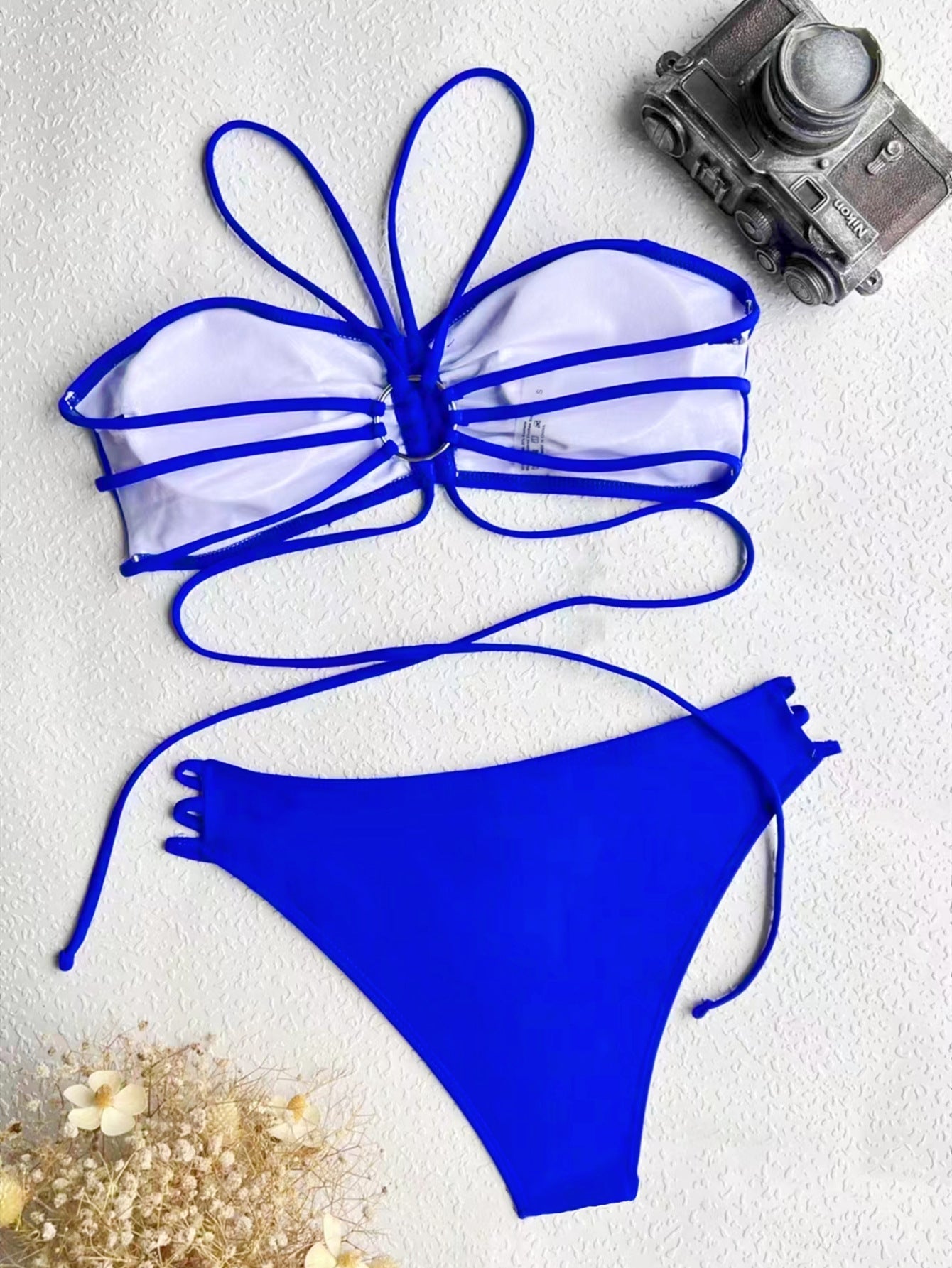 Bikini Double Bikini Solid Color Swimsuit Sexy Swimwear Women Backless Swimsuit Strap Bikini Bella Mia