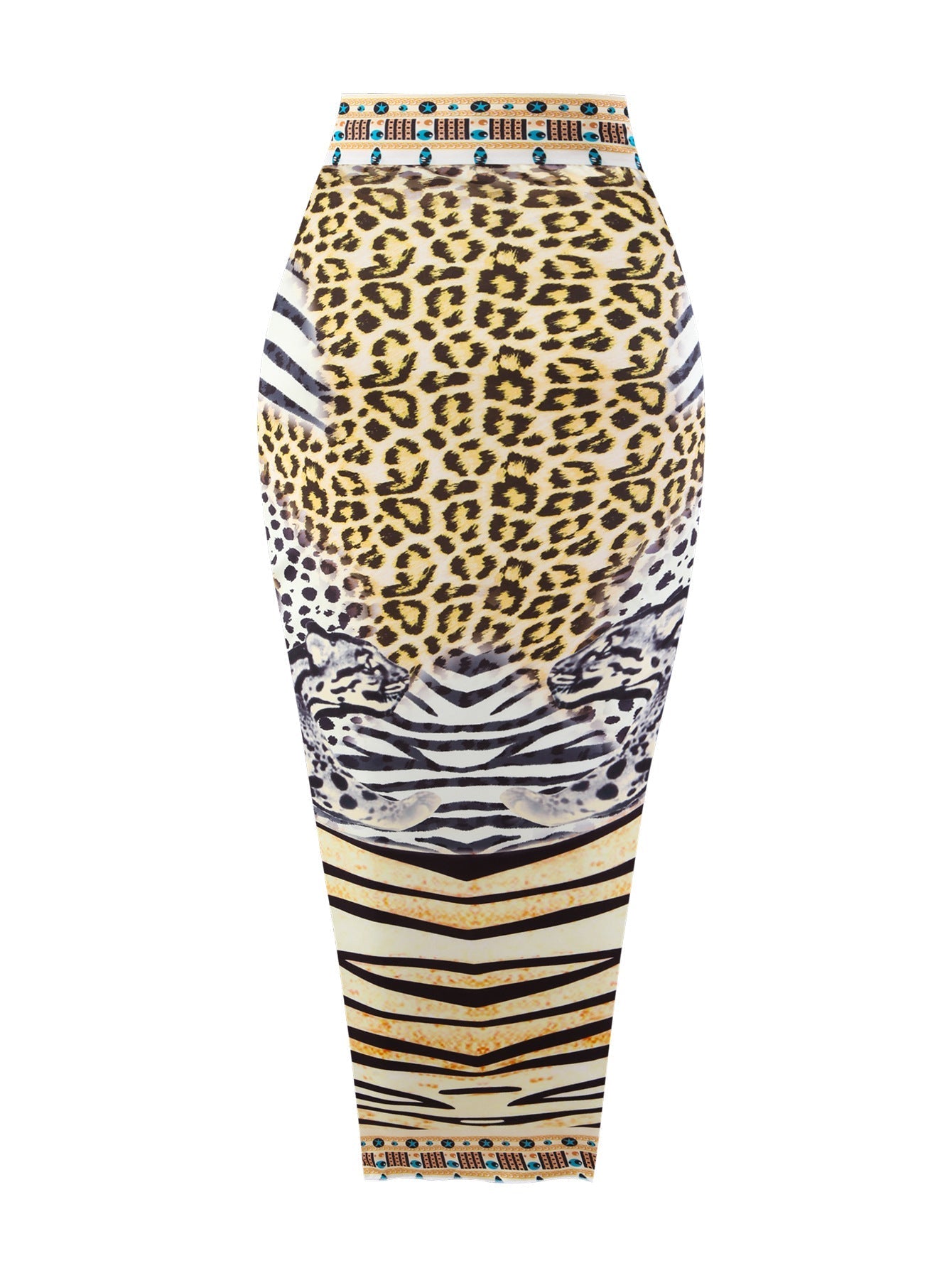 Bikini Leopard Print Lace up Halterneck Cover Belly Backless Gauze Skirt Sunscreen Swimsuit Women Bella Mia