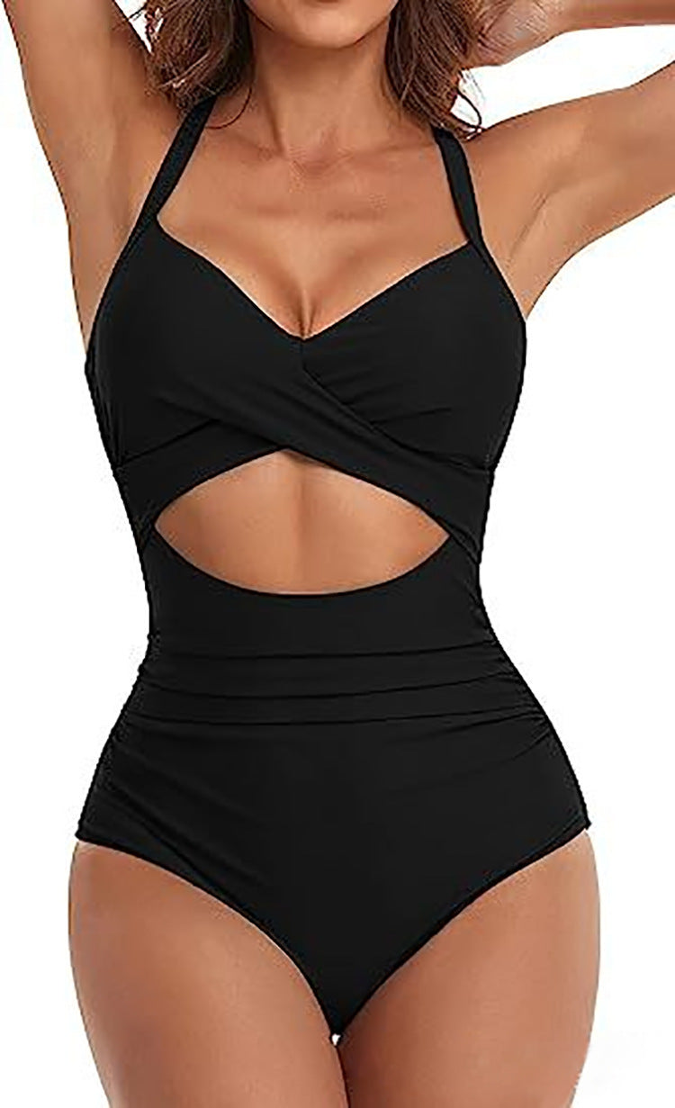 Color Matching One Piece Swimsuit Women Sexy Cross Bikini Beach Spring Swimsuit Bella Mia