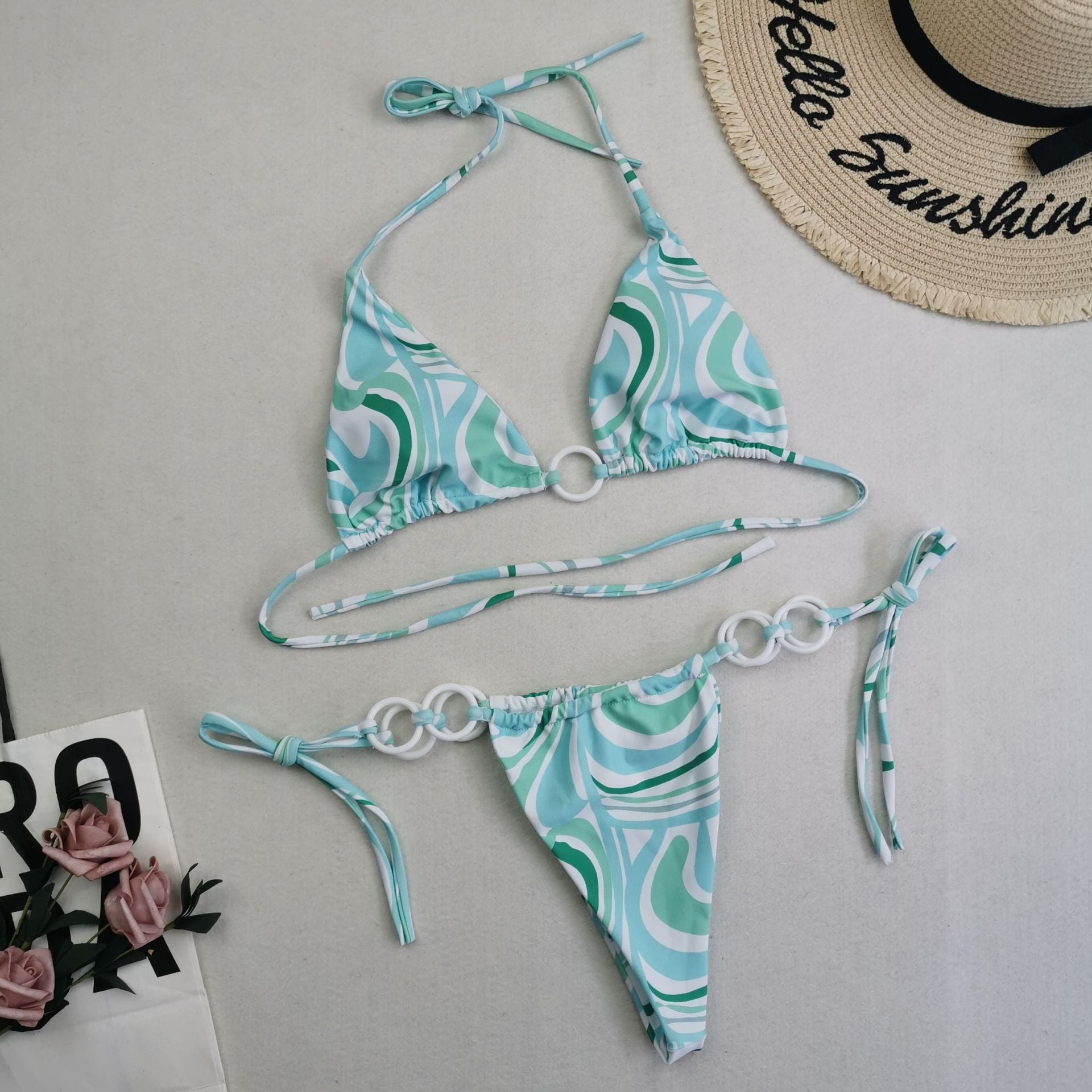 New Bikini Sexy Swimsuit Multi Color Digital Printed Lace up Triangle Swimsuit Bella Mia