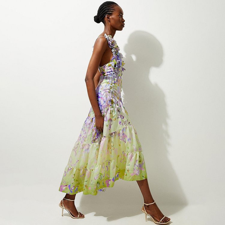 3D Floral Decorative Printed Tassel One Piece Swimsuit Women Clothes Bella Mia