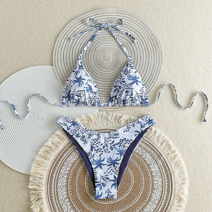 Split Swimsuit Sexy Women Fission Swimsuit Tropical Leaf Printed Swimsuit Bella Mia