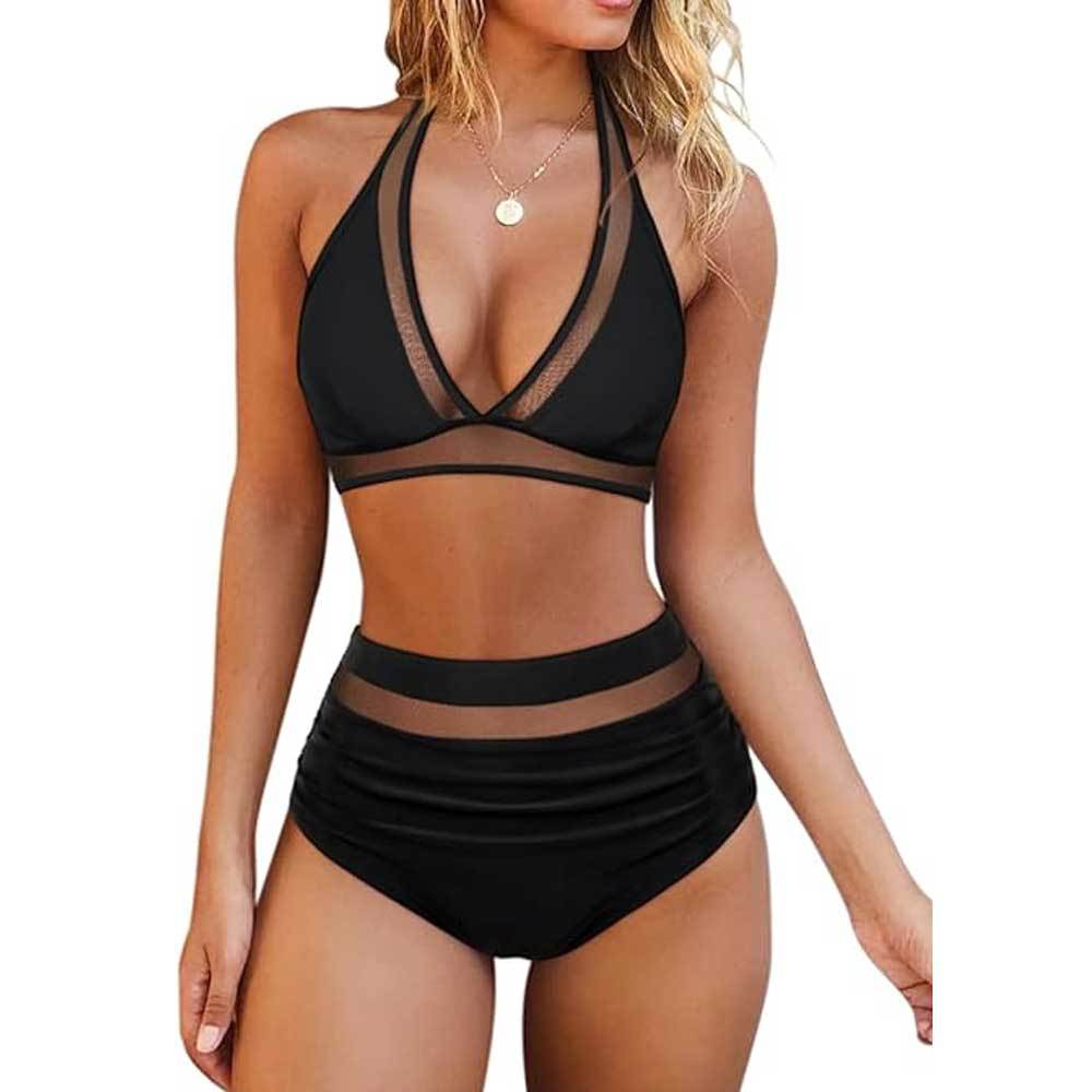 Split Bikini Stitching Tied Swimsuit Split Swimsuit Two Piece Bella Mia