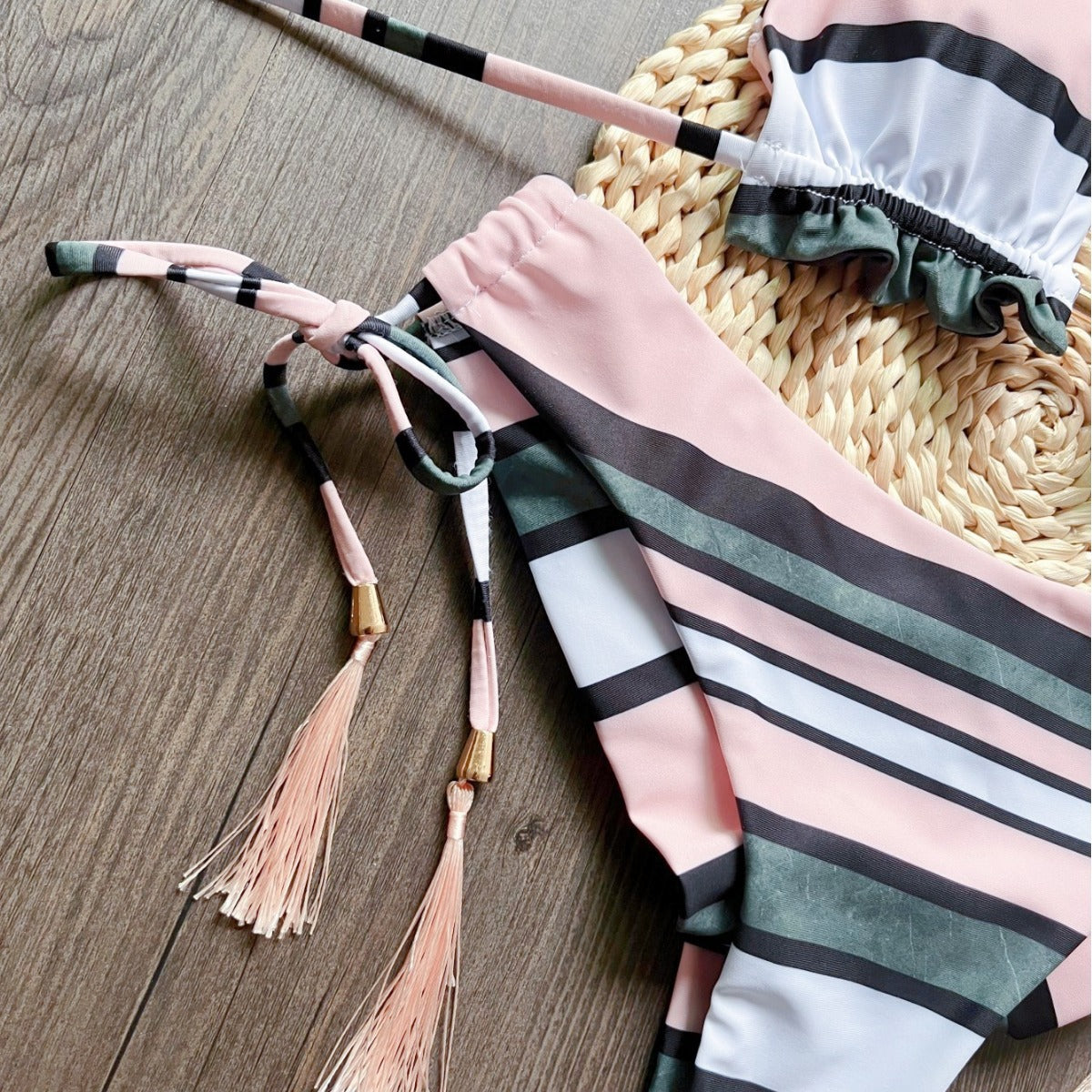 Printed Split Bikini Swimsuit Sexy Braid Rope Triangle Women Swimsuit Swimming Set Bella Mia