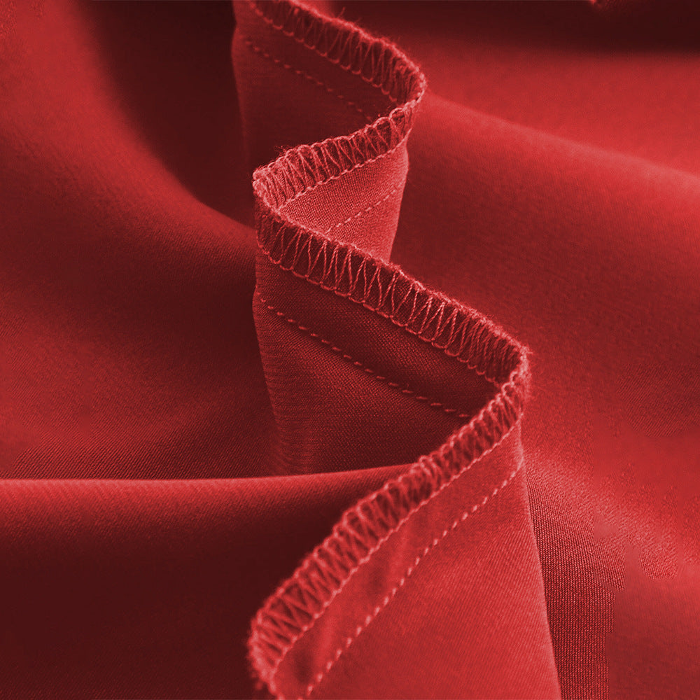 Popular Satin Sling Swing Collar Waist Tight Flab Hiding Design Irregular Asymmetric Hem Dress Bella Mia