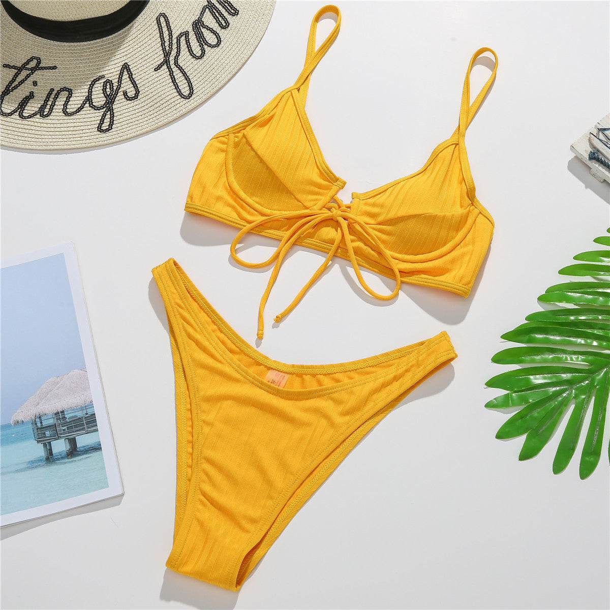 Women Swimsuit Steel Bracket Gathered Sexy Bikini Strap Backless Split Swimsuit Bikini Bella Mia