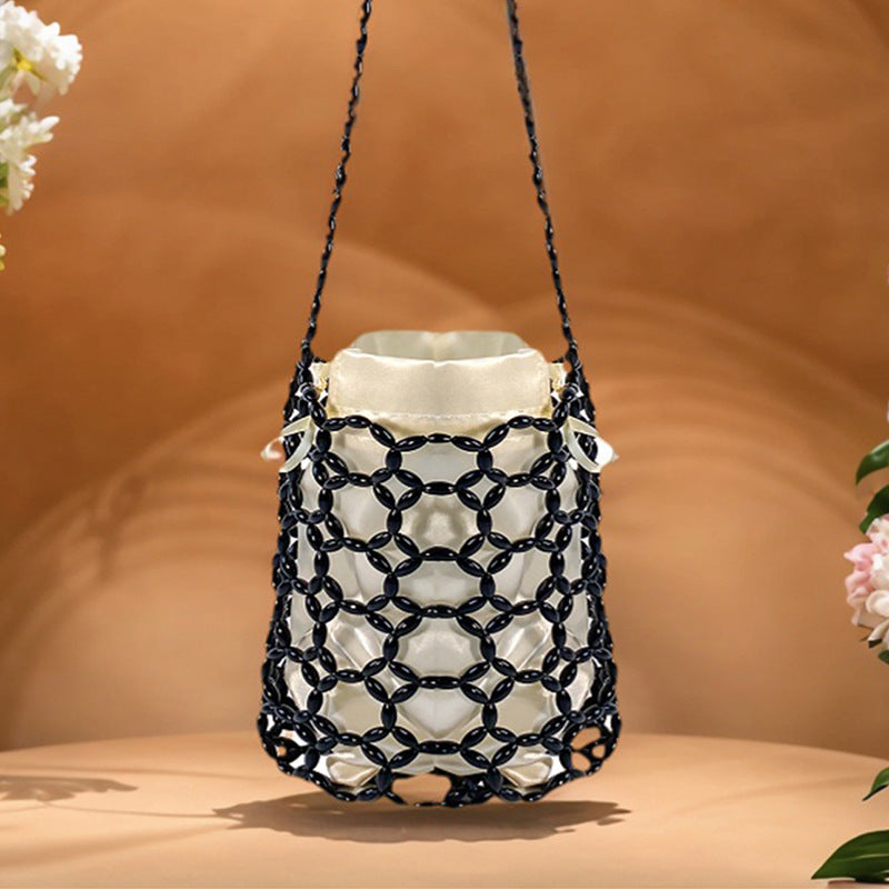 Handmade Beaded Hollow Out Cutout Bag Minority Simple Woven Finished Handbag Bella Mia